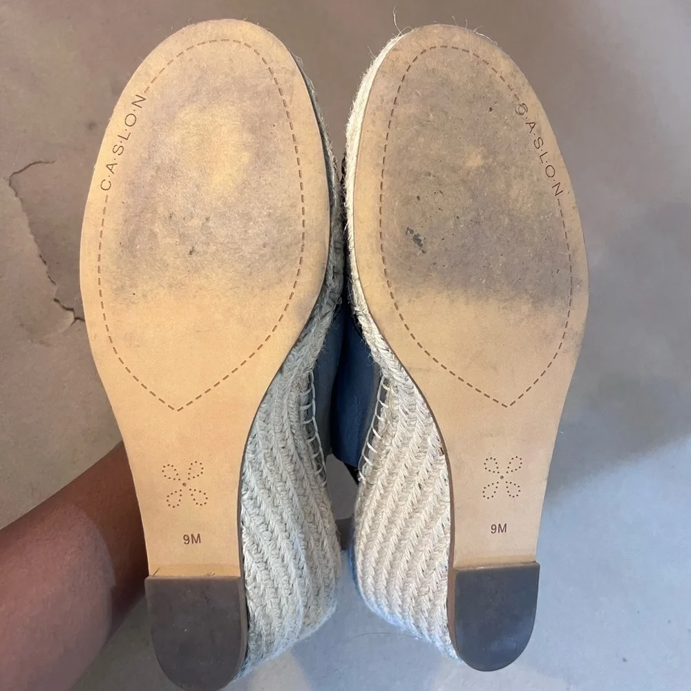 Caslon Suri Genuine Leather Grey Crisscross Slingback Espadrilles Wedges Women 9
